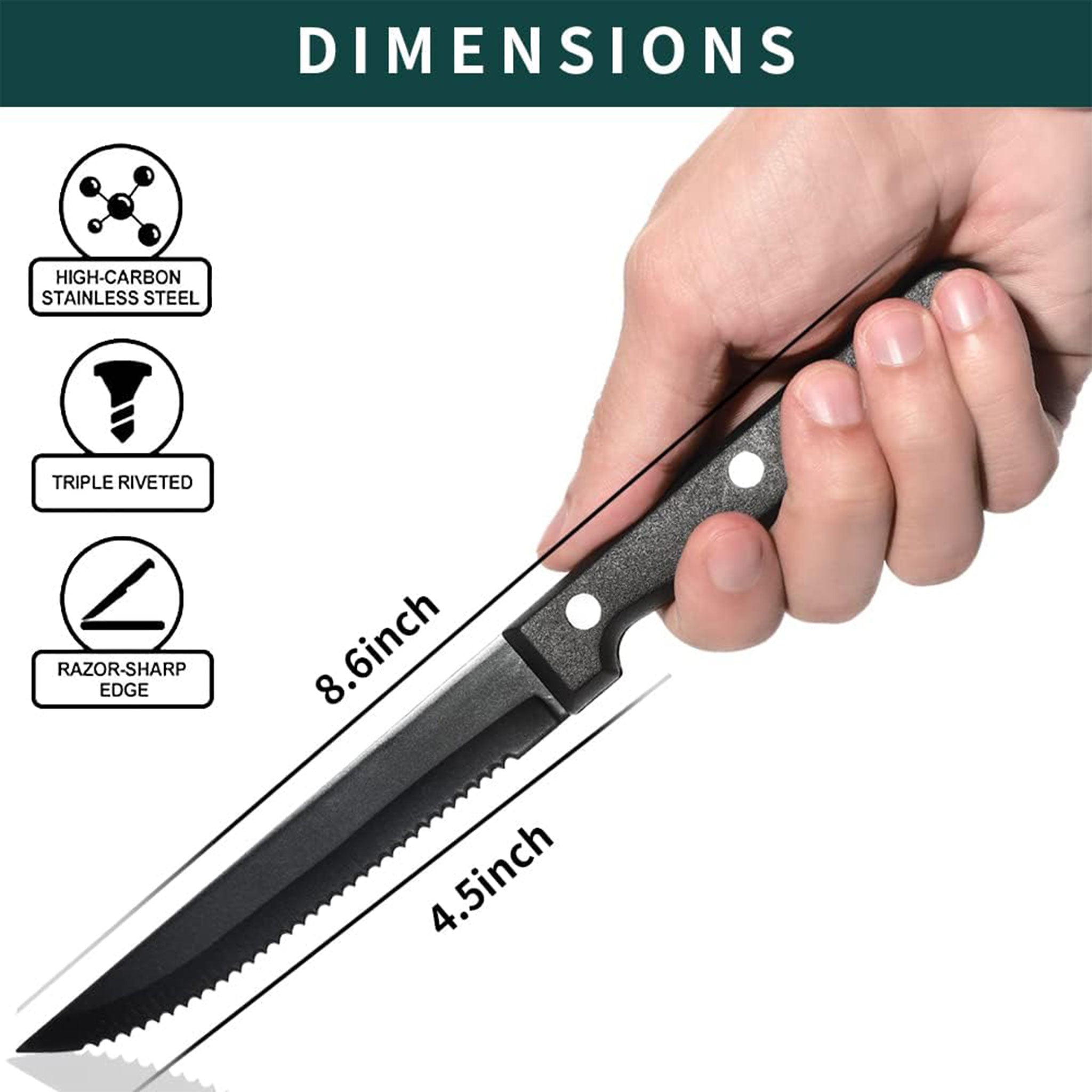 "Ultra Sharp Serrated Steak Knife Set – High Carbon Steel"