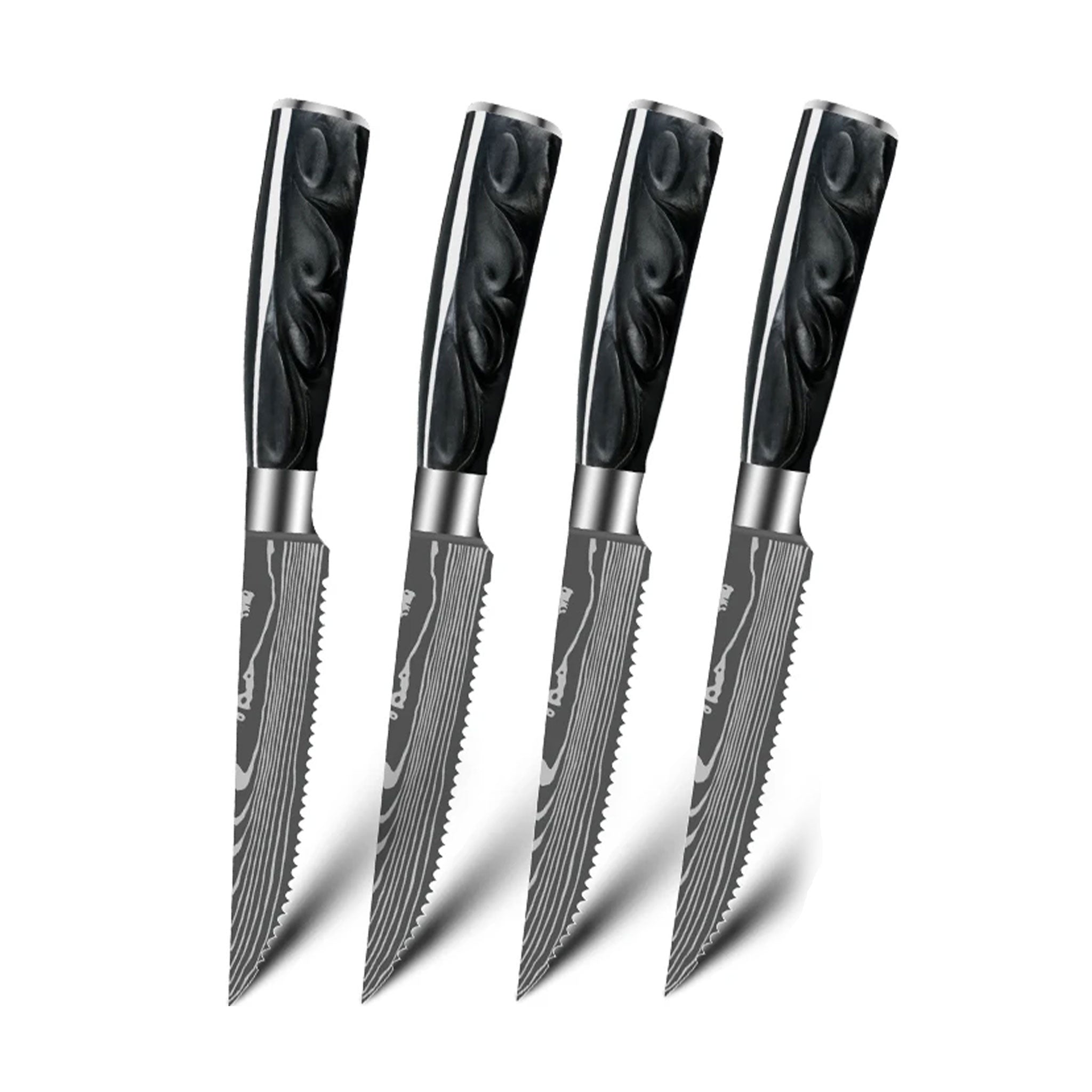 "Ultra Sharp Serrated Steak Knife Set – High Carbon Steel"