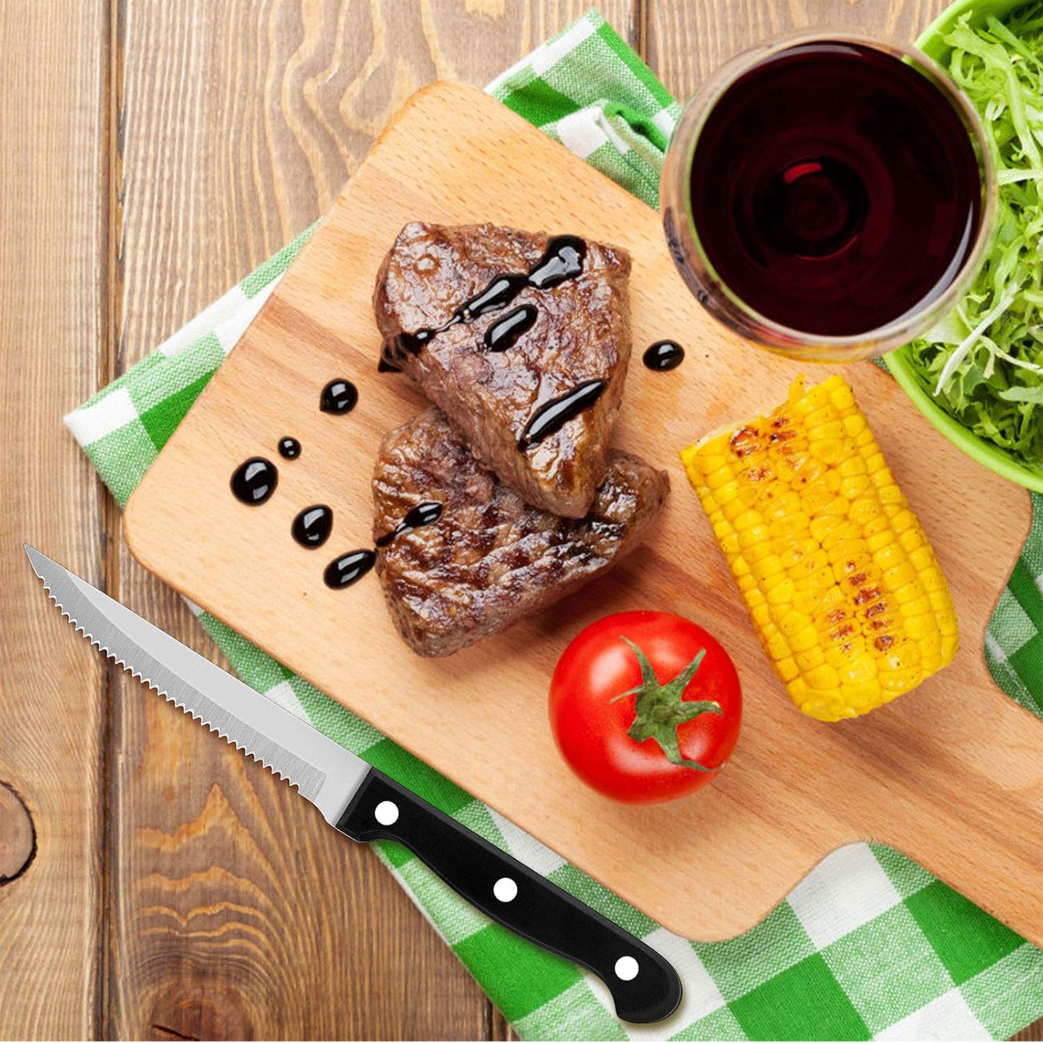 "Ultra Sharp Serrated Steak Knife Set – High Carbon Steel"