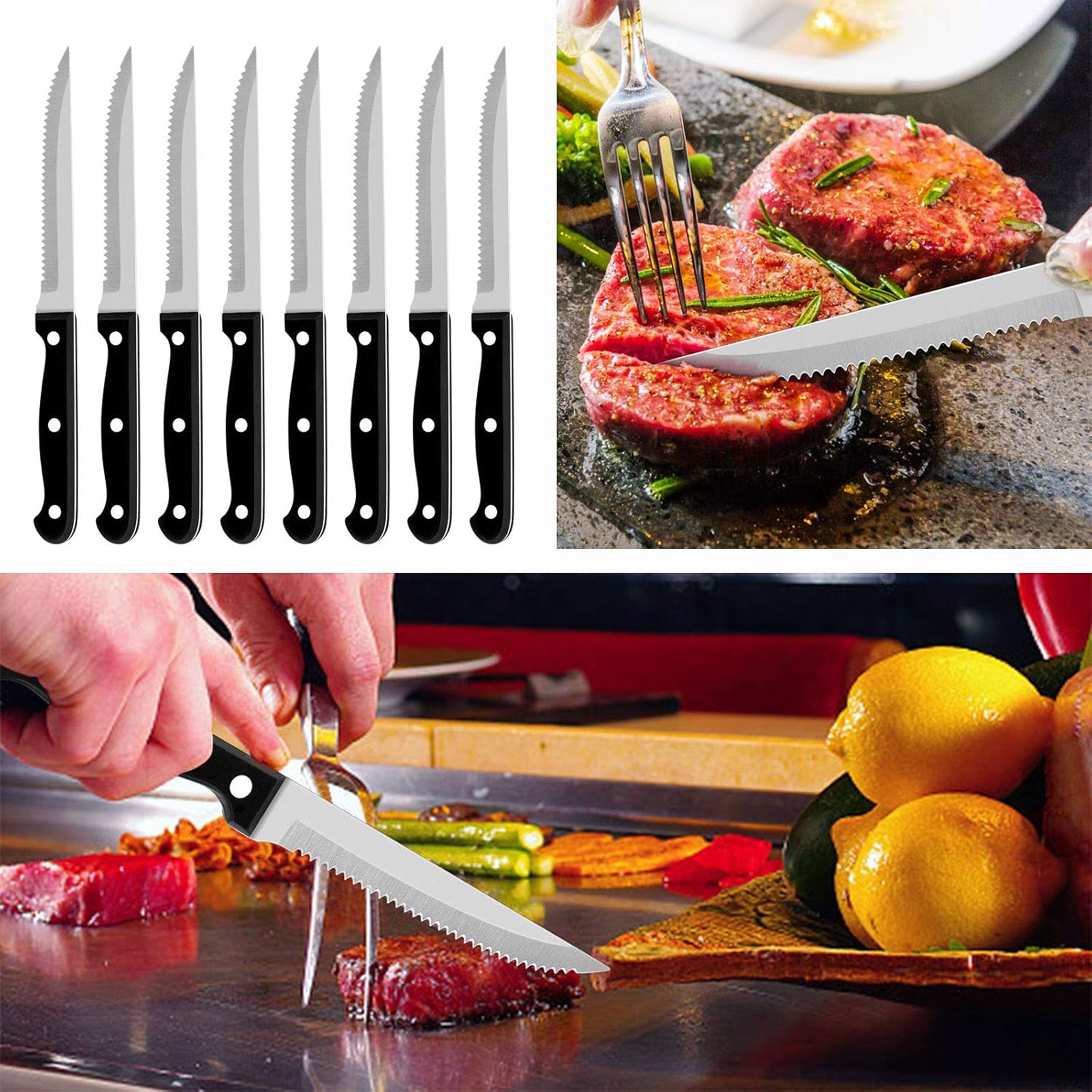 "Ultra Sharp Serrated Steak Knife Set – High Carbon Steel"