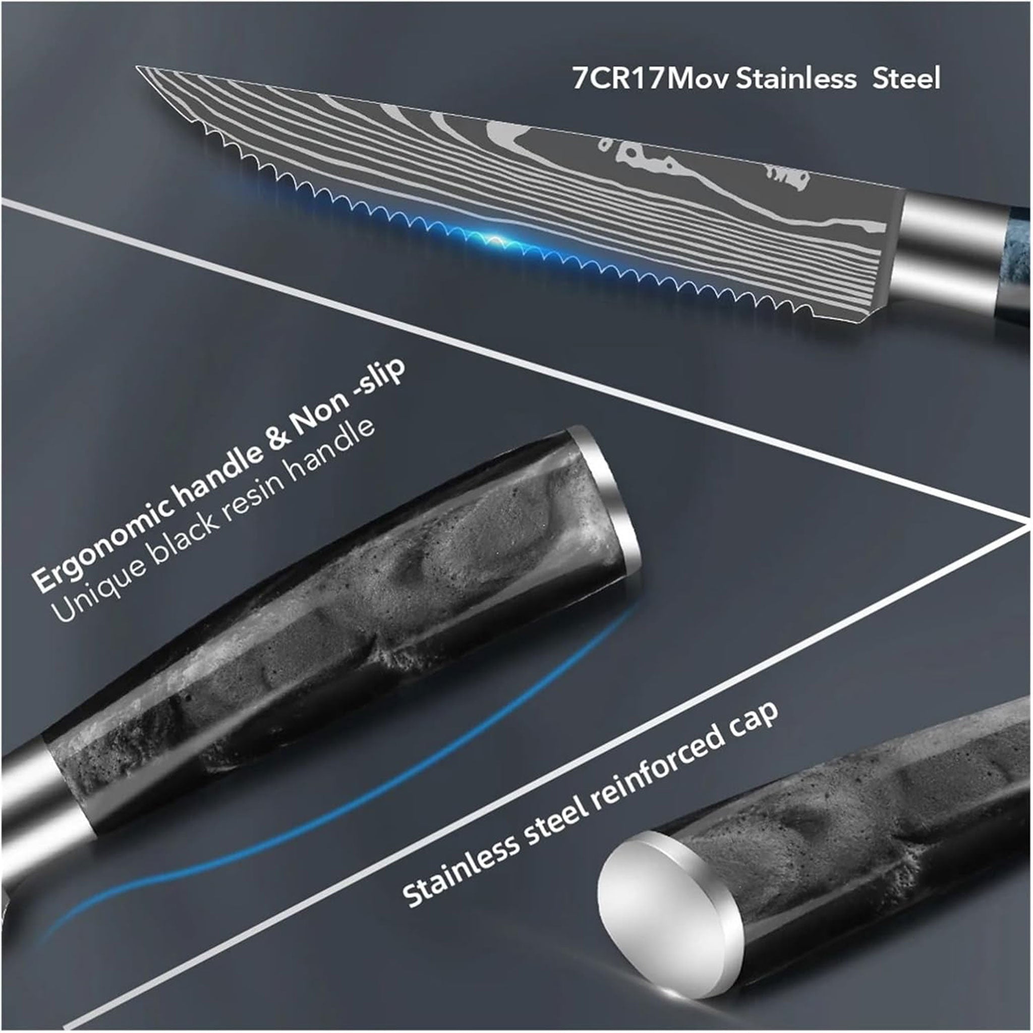 "Ultra Sharp Serrated Steak Knife Set – High Carbon Steel"