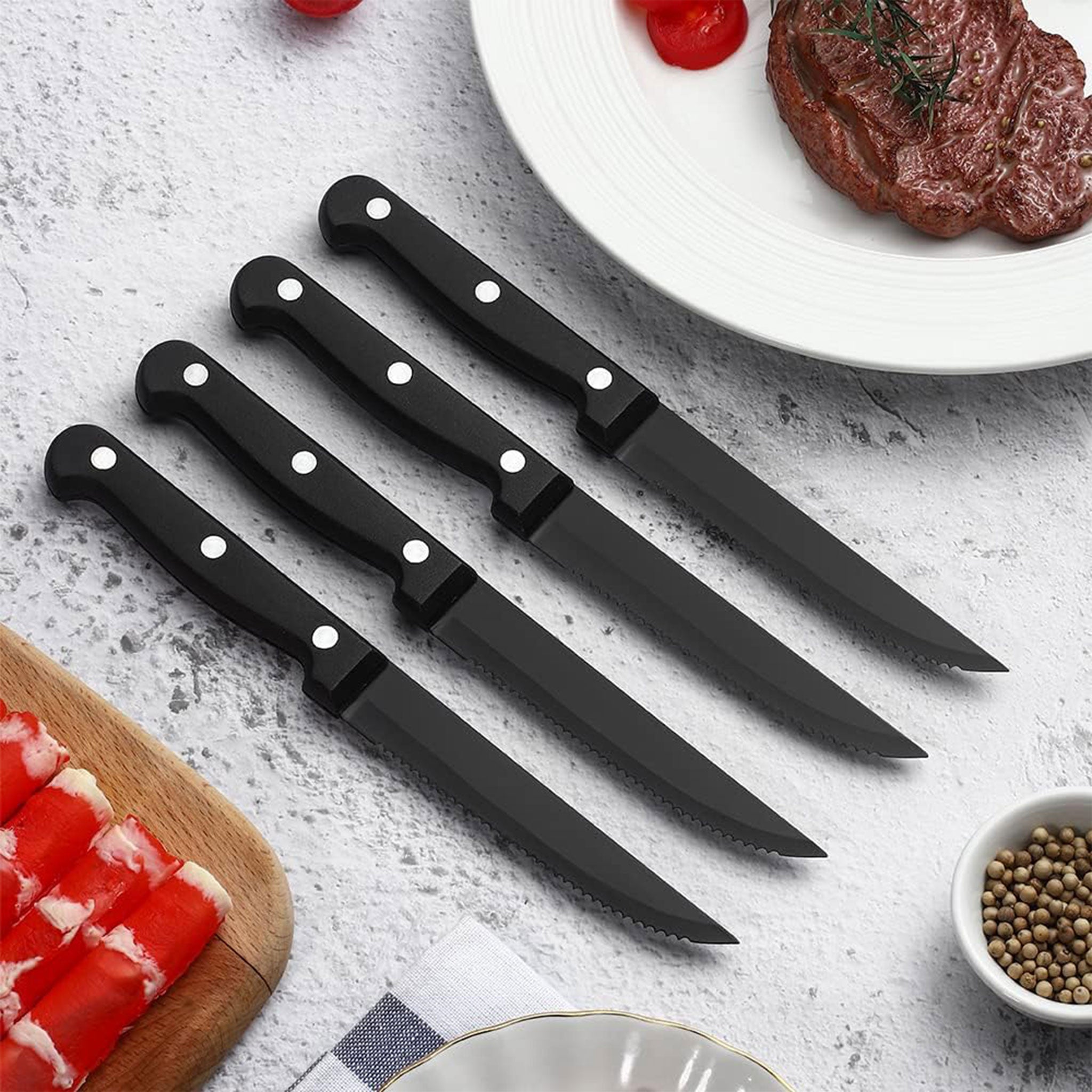 "Ultra Sharp Serrated Steak Knife Set – High Carbon Steel"