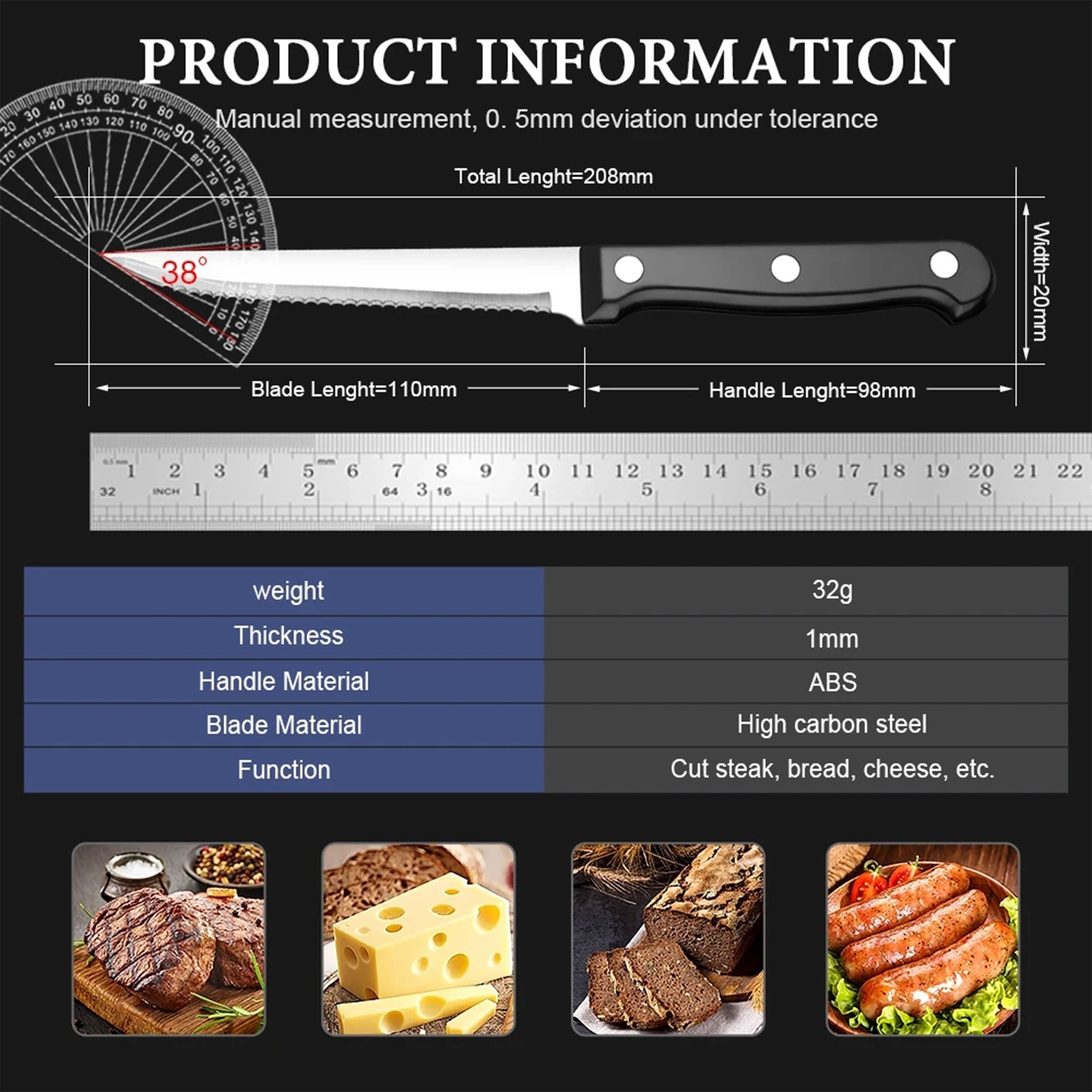 "Ultra Sharp Serrated Steak Knife Set – High Carbon Steel"