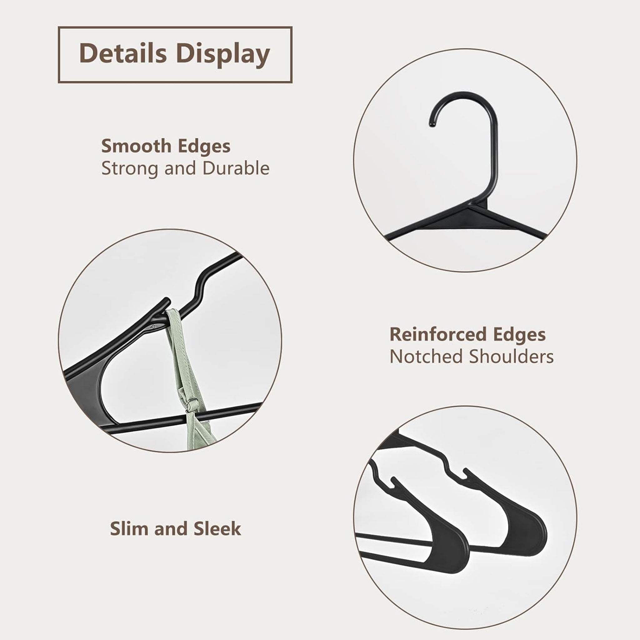 Ultra-Slim Non-Slip Plastic Hangers for Storage — 10 Pack