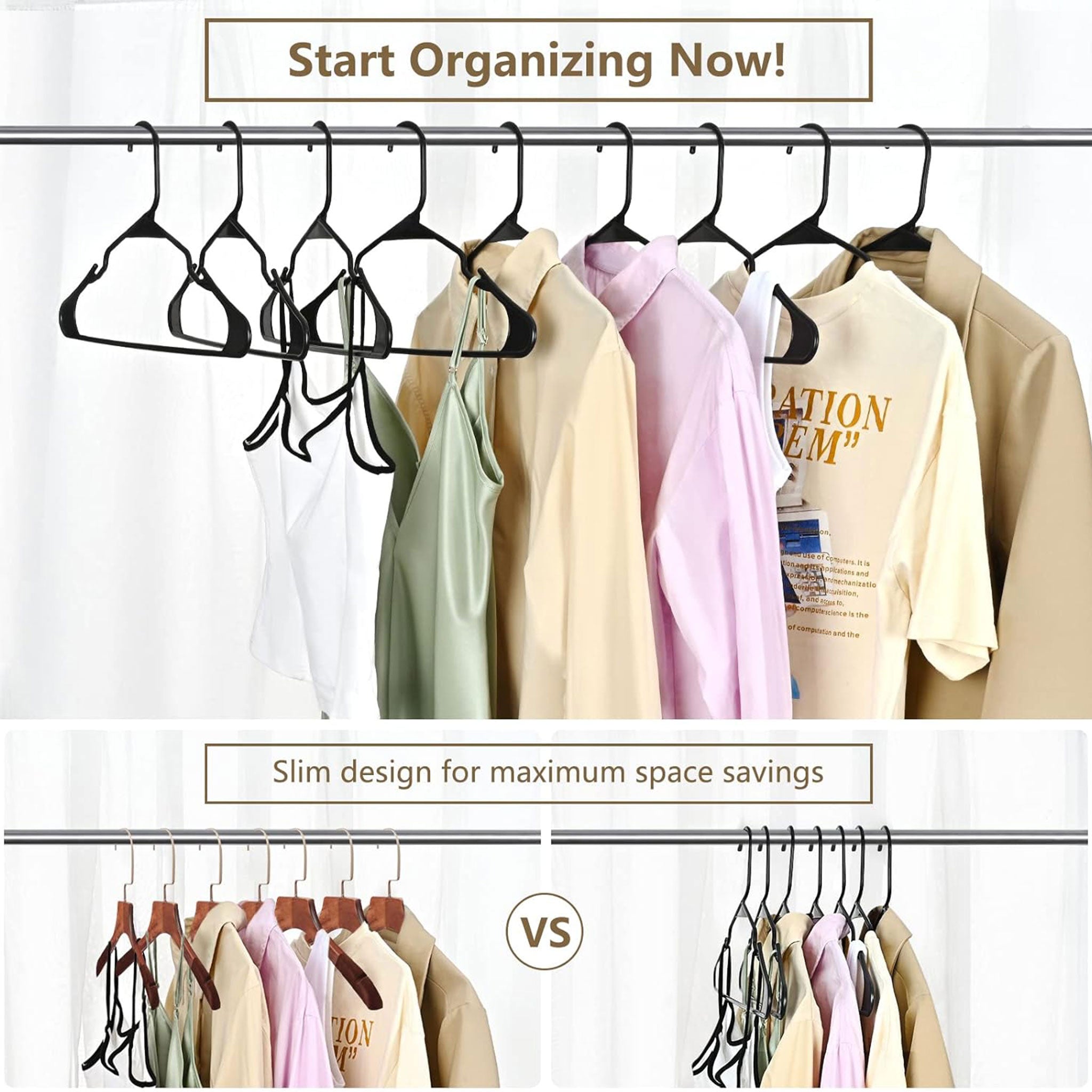 Ultra-Slim Non-Slip Plastic Hangers for Storage — 10 Pack