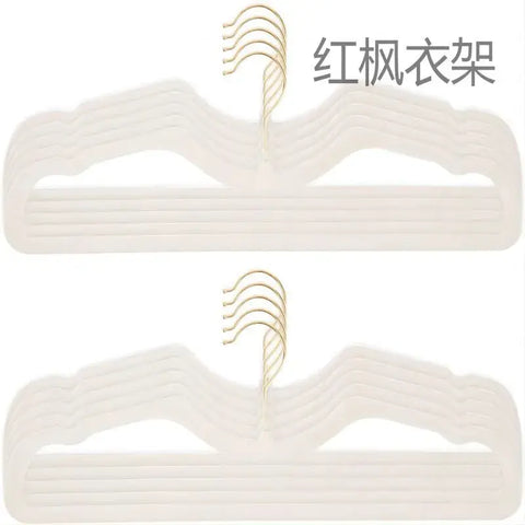 Ultra-thin short-neck hanger non-slip non-trace flocking ultra-low to save vertical space clothes shelf wiktra