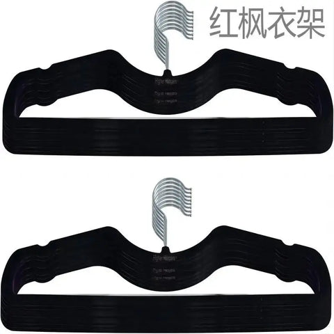 Ultra-thin short-neck hanger non-slip non-trace flocking ultra-low to save vertical space clothes shelf