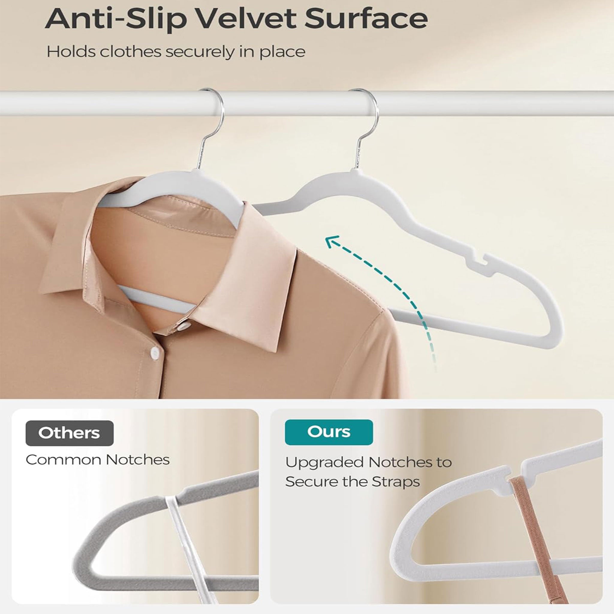"Velvet Non-Slip Hangers – 10 Pack Luxury Wardrobe Organizers"