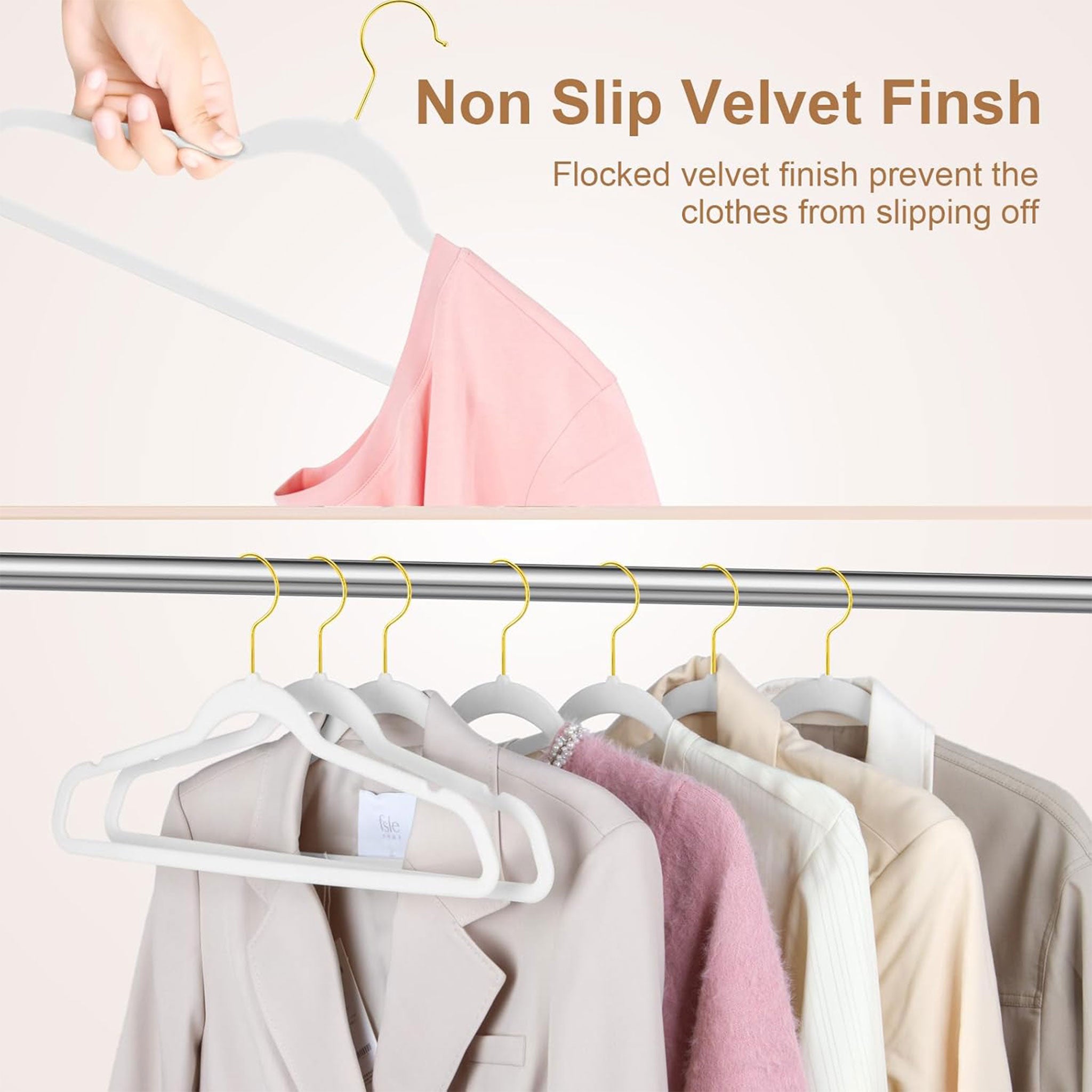 "Velvet Non-Slip Hangers – 10 Pack Luxury Wardrobe Organizers"