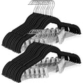 Velvet Skirt Hangers 24 Pack, Velvet Hangers with Adjustable Clips, Space Saving Slim Velvet Pant Hangers - Wiktra