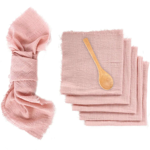 Wholesale 100pcs 32x32cm Gauze Cotton Napkins Pink Reusable Tea Towel Wedding Party Christmas Table Decor Retro Burrs Napkins - Wiktra