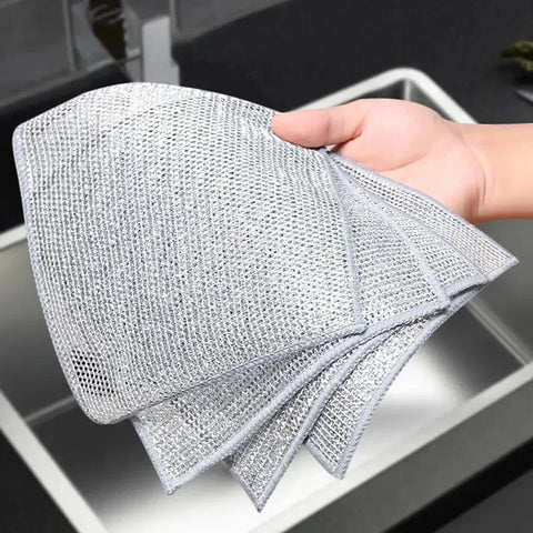 Wholesale Metal Steel Wire Rags Cloth Home Kitchen Pot Pan Dishwashing Double-sided Dishcloth Cleaning Cloths Towel Scrubber Rag - Wiktra