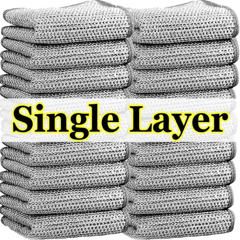 Wholesale Metal Steel Wire Rags Cloth Home Kitchen Pot Pan Dishwashing Double-sided Dishcloth Cleaning Cloths Towel Scrubber Rag - Wiktra