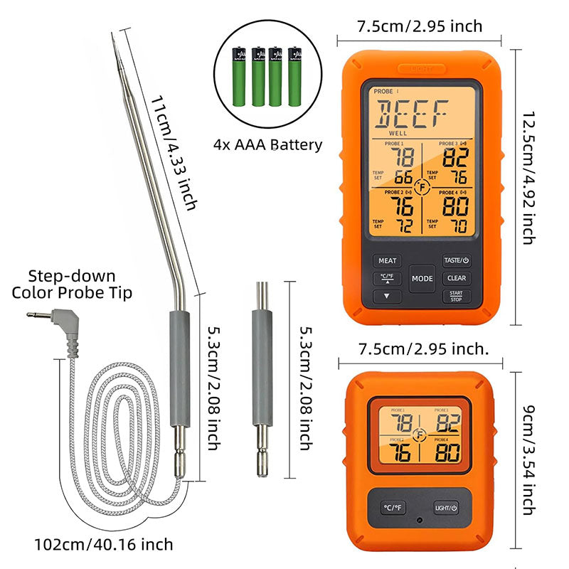 Wireless Digital Barbecue Thermometer – 4 Sensors