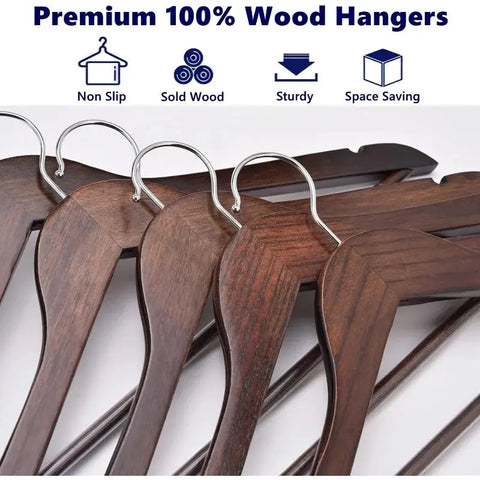 Wooden Coat Hangers 30 Pack, Natural Wood Suit Hangers with Non Slip Pant Bar, Clothes Hangers for Shirts, Jackets, Dress, Pant wiktra