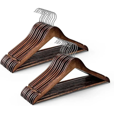 Wooden Hangers 30 Pack, Solid Wood Coat Hangers Heavy Duty, Smooth Finish Bulk Wooden