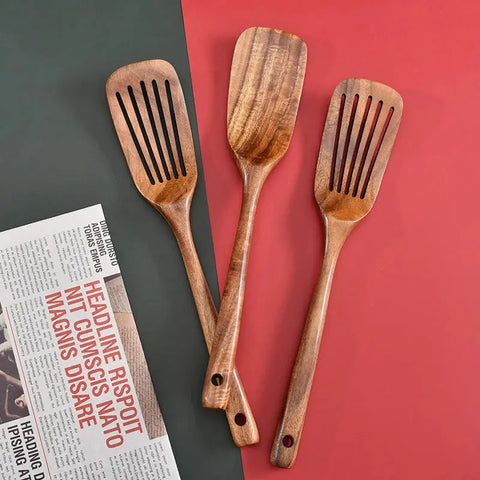 Wooden Japanese Spatula Cookware Non-Stick Cooking Spoon High Temperature Resistant Household Spatula Baking Set wiktra