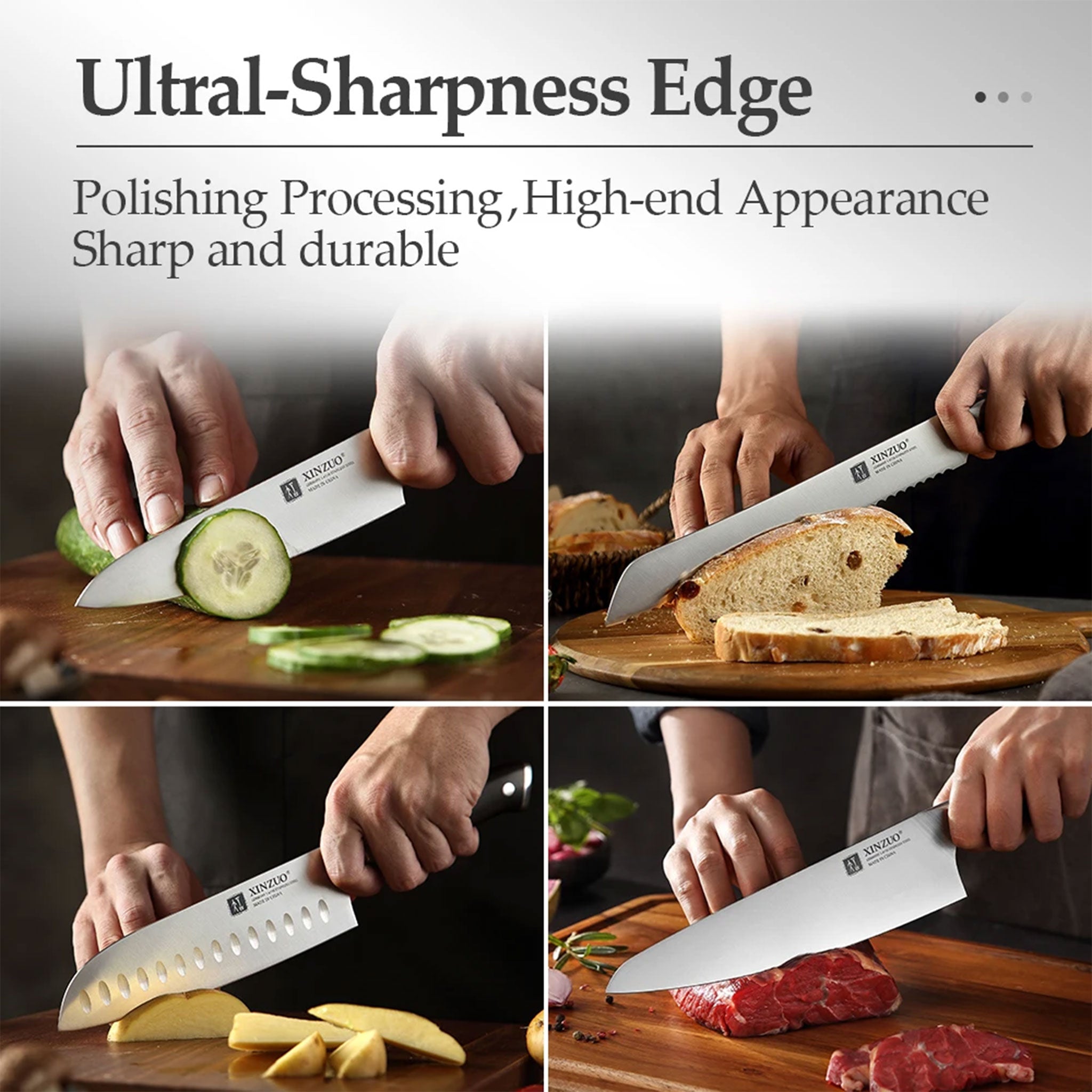 "XINZUO Stainless Steel Knife Set – German 1.4116 Steel 1–5 PCS"