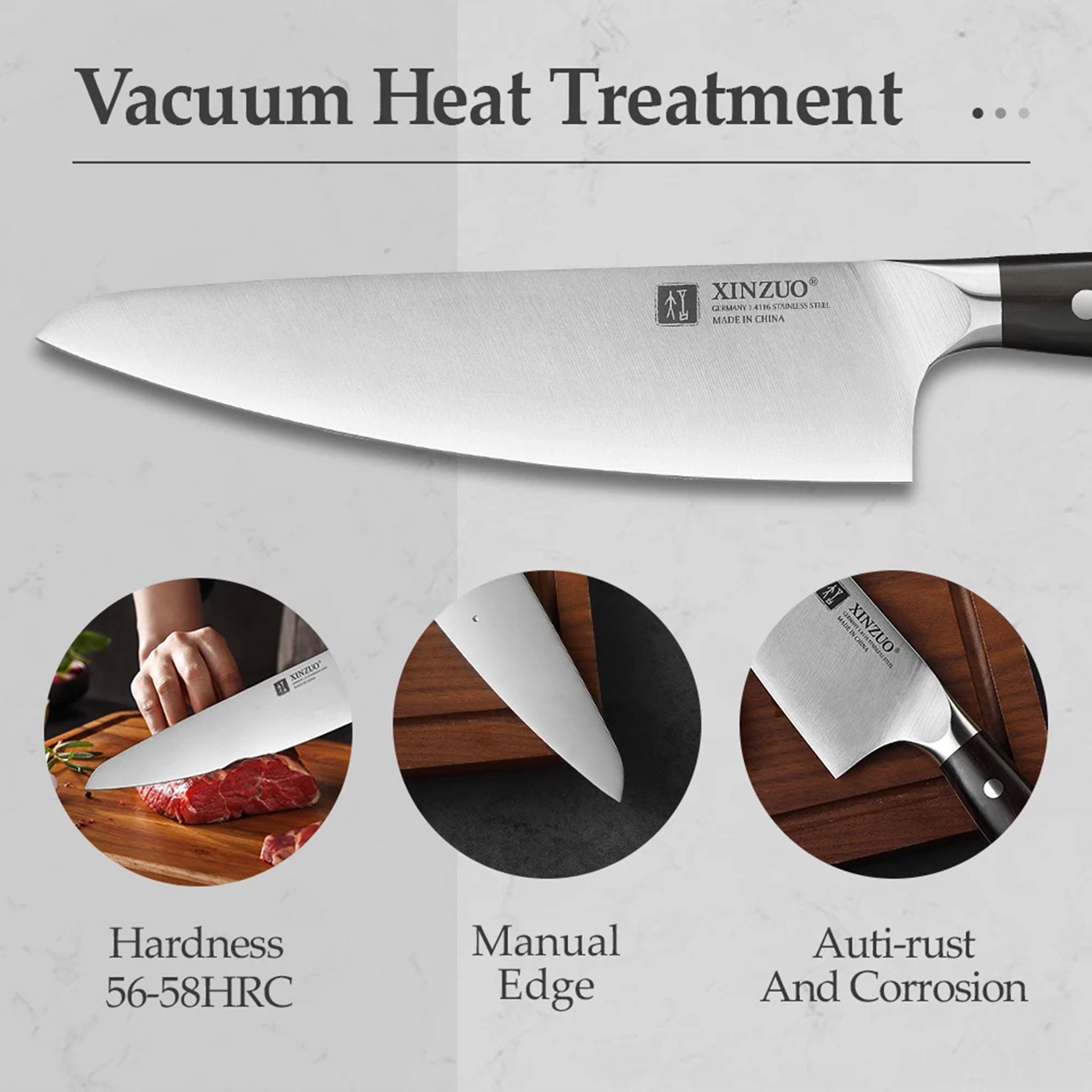 "XINZUO Stainless Steel Knife Set – German 1.4116 Steel 1–5 PCS"
