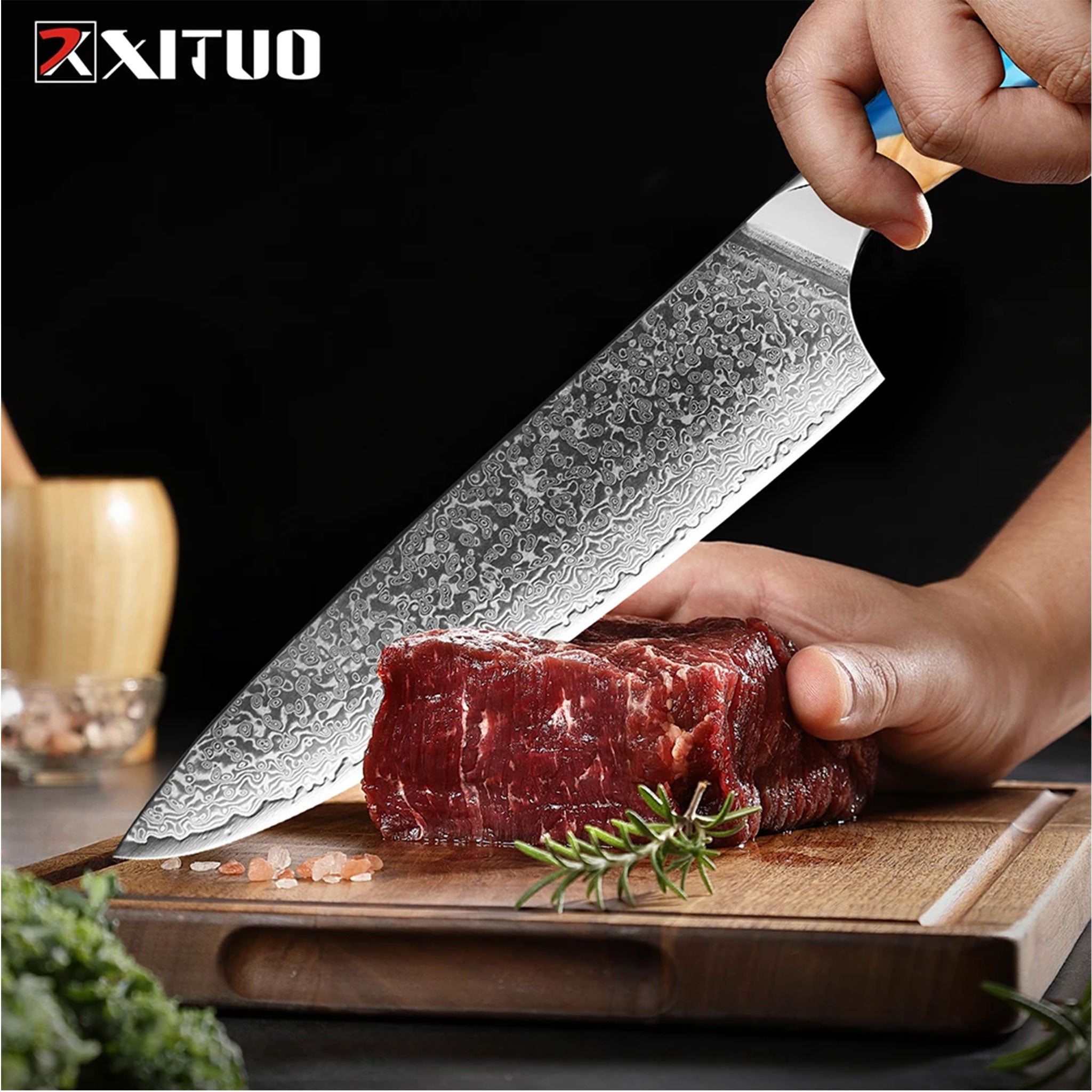 "XITUO Damascus Knife Set – Japanese VG10 Steel Kitchen Knives"