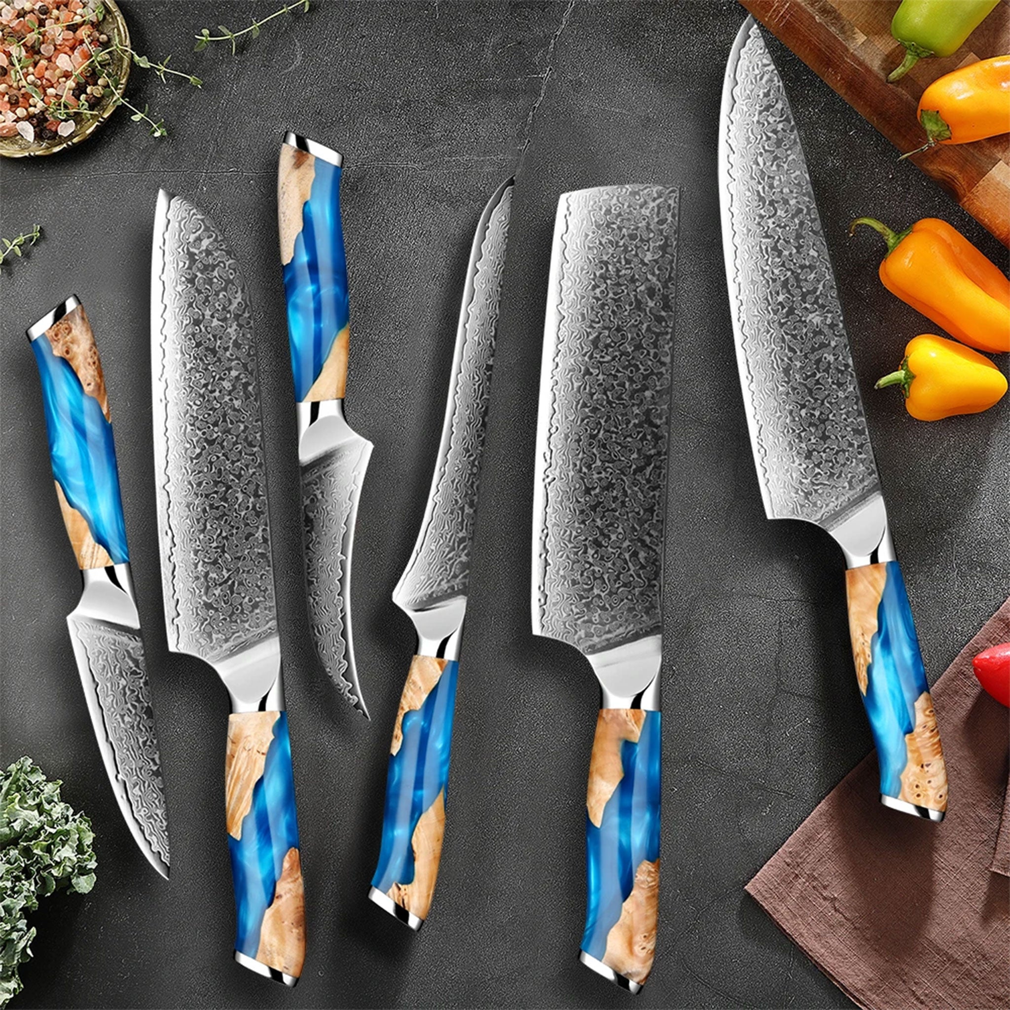 "XITUO Damascus Knife Set – Japanese VG10 Steel Kitchen Knives"