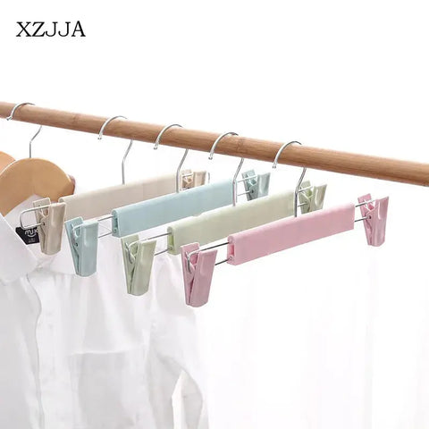 XZJJA Multifunction Retractable Home Trousers Stand Clip Hanger Antiskid Wardrobe Clothes Drying Rack Adult And Children Hanger wiktra