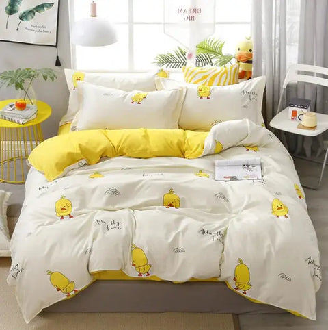 New Home Textile Cartoon Printed 3/4pcs Bedding Sets Children's Beddingset Bed Linen Duvet Cover Bed Sheet Pillowcase/bed Set wiktra