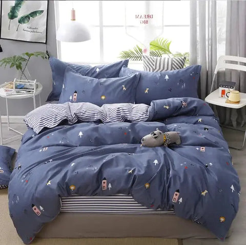 New Home Textile Cartoon Printed 3/4pcs Bedding Sets Children's Beddingset Bed Linen Duvet Cover Bed Sheet Pillowcase/bed Set wiktra