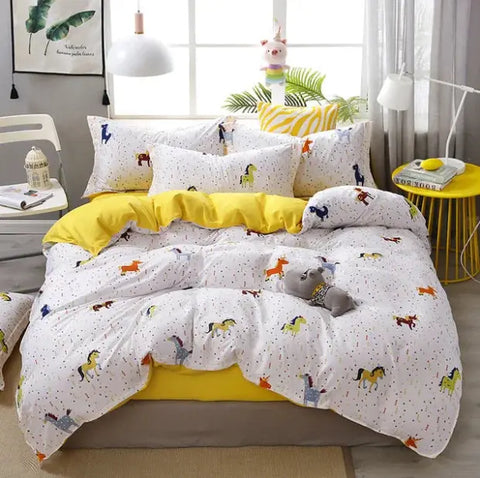 New Home Textile Cartoon Printed 3/4pcs Bedding Sets Children's Beddingset Bed Linen Duvet Cover Bed Sheet Pillowcase/bed Set