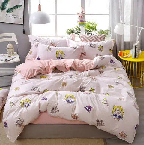 New Home Textile Cartoon Printed 3/4pcs Bedding Sets Children's Beddingset Bed Linen Duvet Cover Bed Sheet Pillowcase/bed Set