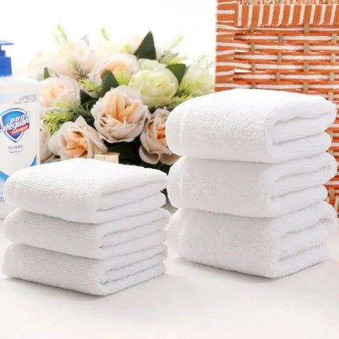 10pcs/lot Good Quality White Cheap Face Towel Small Hand Towels Kitchen Towel Hotel Restaurant Kindergarten Cotton Towel - Wiktra