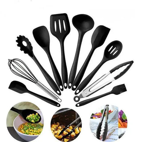 10pcs/lot Silicone Kitchen Utensils Set Heat Resistant Non-Stick Cooking Utensil Set Silicone Kitchen Tools Set OK 0967 wiktra