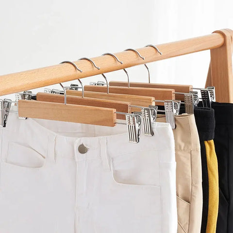 5Pcs/lot Wooden Clothes Hanger Versatile Pants Rack Adult Skirt Clip wiktra