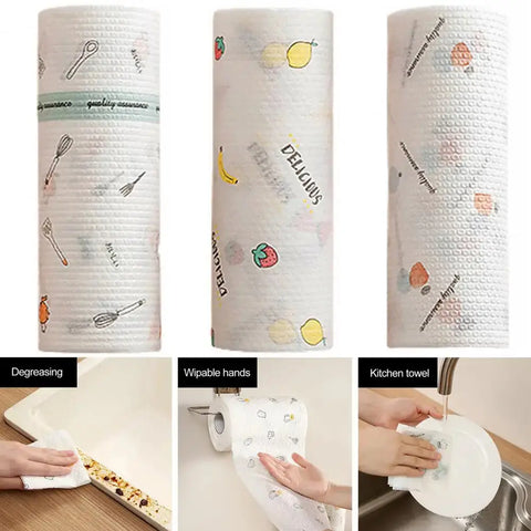 Lint-free Kitchen Towel Kitchen Paper Towel Roll Super Absorbent Kitchen Paper Towels 50/100/200pcs/roll Dual Use Food Grade wiktra