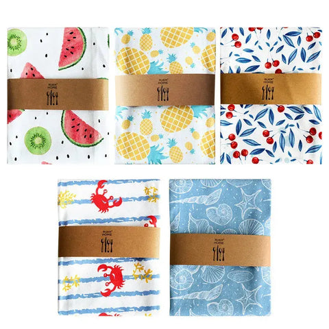 2Pcs/set 45x65cm Printed Pure Cotton Table Napkins Kitchen Waffle Tea Towels Absorbent Dish Cleaning Cloth - Wiktra