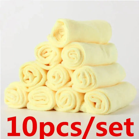 10 Pcs/set Microfiber Kitchen Wash Auto Car Home Dry Polishing Cloth Cleaning Towel