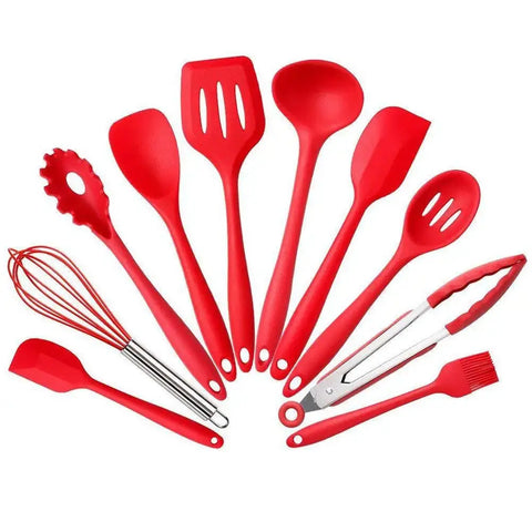 10pcs/set Silicone Kitchenware Non-stick Cookware Cooking Tool Spatula Ladle Egg Beaters Shovel Spoon Soup Kitchen Utensils Set