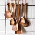 1-9pcs/set Teak natural wood tableware spoon colander spoon special nano soup skimmer cooking spoon wooden kitchen tool kit wiktra