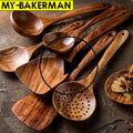 1-7pcs/set  Teak natural wood tableware spoon colander spoon special nano soup skimmer cooking spoon wooden kitchen tool kit wiktra