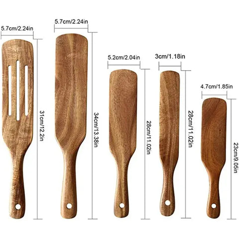 1-9Pcs/set Wooden Kitchen Utensils Set,  Wooden Spoons for Cooking, Utensils,Natural Teak Wooden Spoons For Non-stick Pan Gift