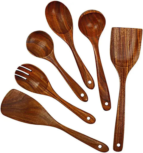 1-9Pcs/set Wooden Kitchen Utensils Set,  Wooden Spoons for Cooking, Utensils,Natural Teak Wooden Spoons For Non-stick Pan Gift