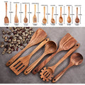 1-9Pcs/set Wooden Kitchen Utensils Set,  Wooden Spoons for Cooking, Utensils,Natural Teak Wooden Spoons For Non-stick Pan Gift wiktra