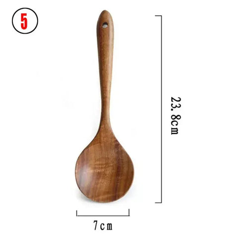 1-9Pcs/set Wooden Kitchen Utensils Set,  Wooden Spoons for Cooking, Utensils,Natural Teak Wooden Spoons For Non-stick Pan Gift