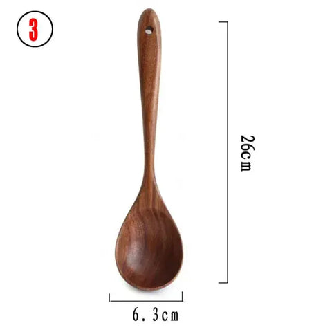 1-9Pcs/set Wooden Kitchen Utensils Set,  Wooden Spoons for Cooking, Utensils,Natural Teak Wooden Spoons For Non-stick Pan Gift