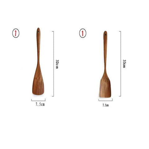 1-9Pcs/set Wooden Kitchen Utensils Set,  Wooden Spoons for Cooking, Utensils,Natural Teak Wooden Spoons For Non-stick Pan Gift